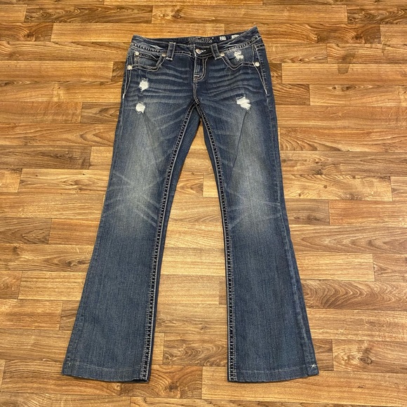 Miss Me	Low Rise 5 Pocket Distressed Signature Boot Jeans - Picture 2 of 9